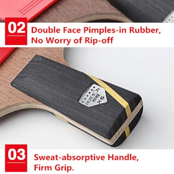 2pc Ping Pong Rackets Set 5 Star Offensive Table Tennis Racket with Fine Contr - Picture 15 of 15